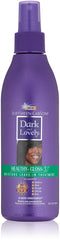 SoftSheen Dark and Lovely leave-in bottle close-up for smooth, manageable hair.
