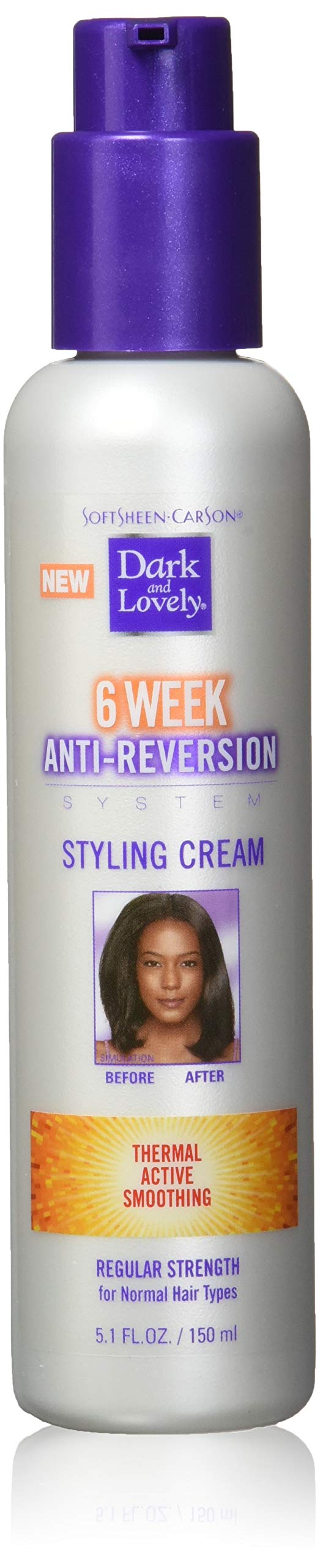 SoftSheen Dark & Lovely Anti-Reversion bottle pour for lasting smoothness.
