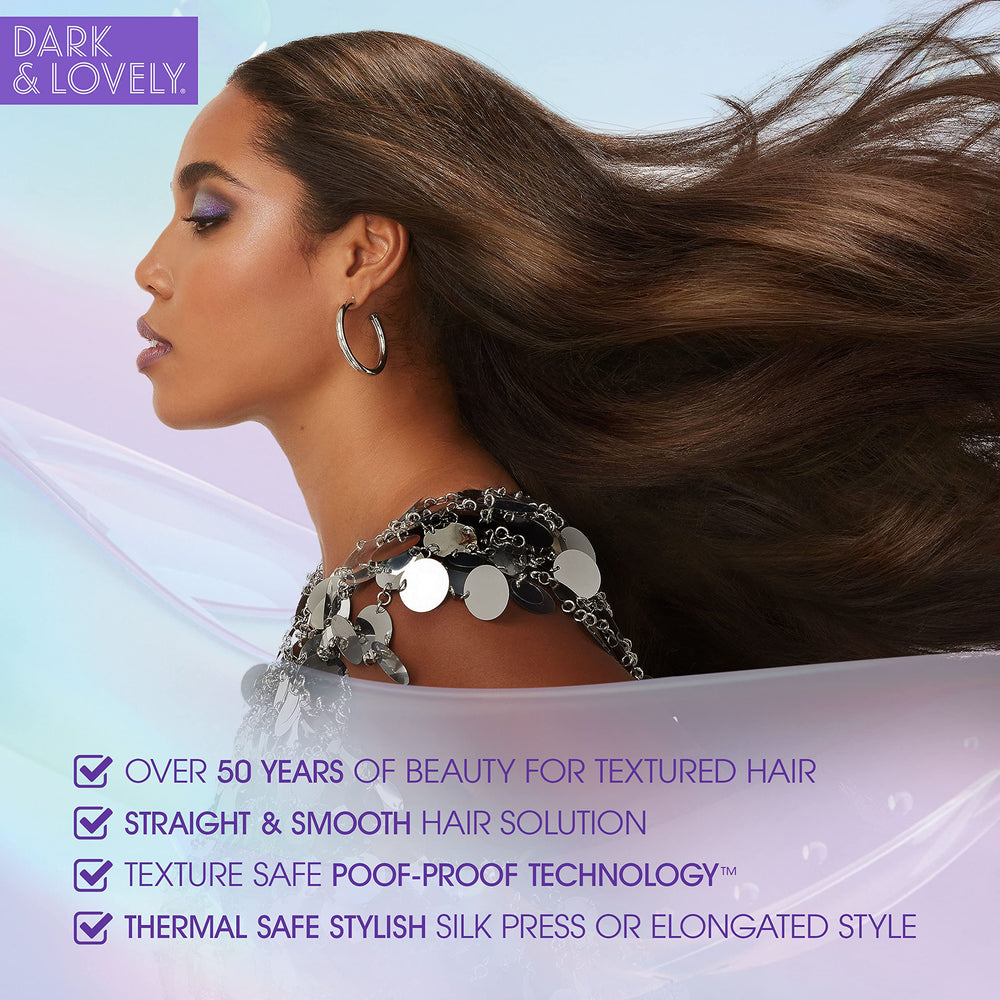 Sleek finished style achieved with SoftSheen Dark&Lovely blow dry cream.
