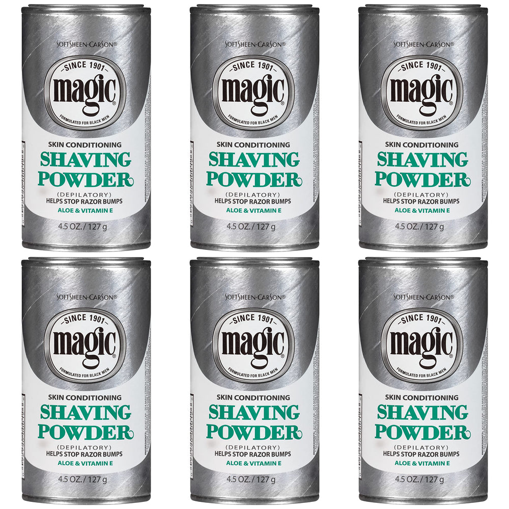 SoftSheen Magic Razorless Shaving Powder bottle ready-to-use depilatory for smoother skin.
