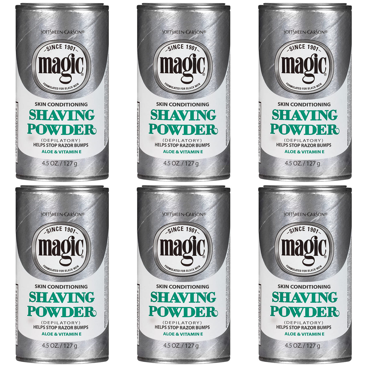 SoftSheen Magic Razorless Shaving Powder bottle ready-to-use depilatory for smoother skin.