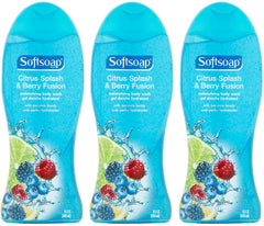 Softsoap Citrus Splash & Berry Fusion bottle front with refreshing daily scent.