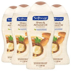 Softsoap Gentle Wash Shea Butter bottle demonstrates a mild, moisturizing cleanse for sensitive skin.