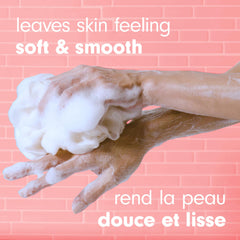 Close-up of Softsoap label featuring real jojoba oil and vanilla scent