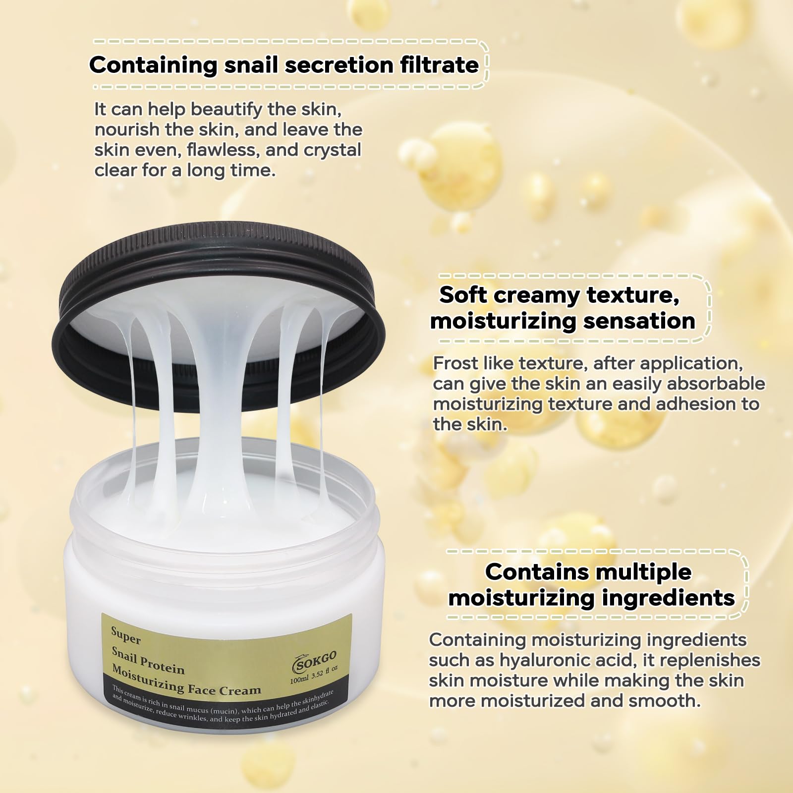 Sokgo Snail Mucin Cream being applied gently to the face