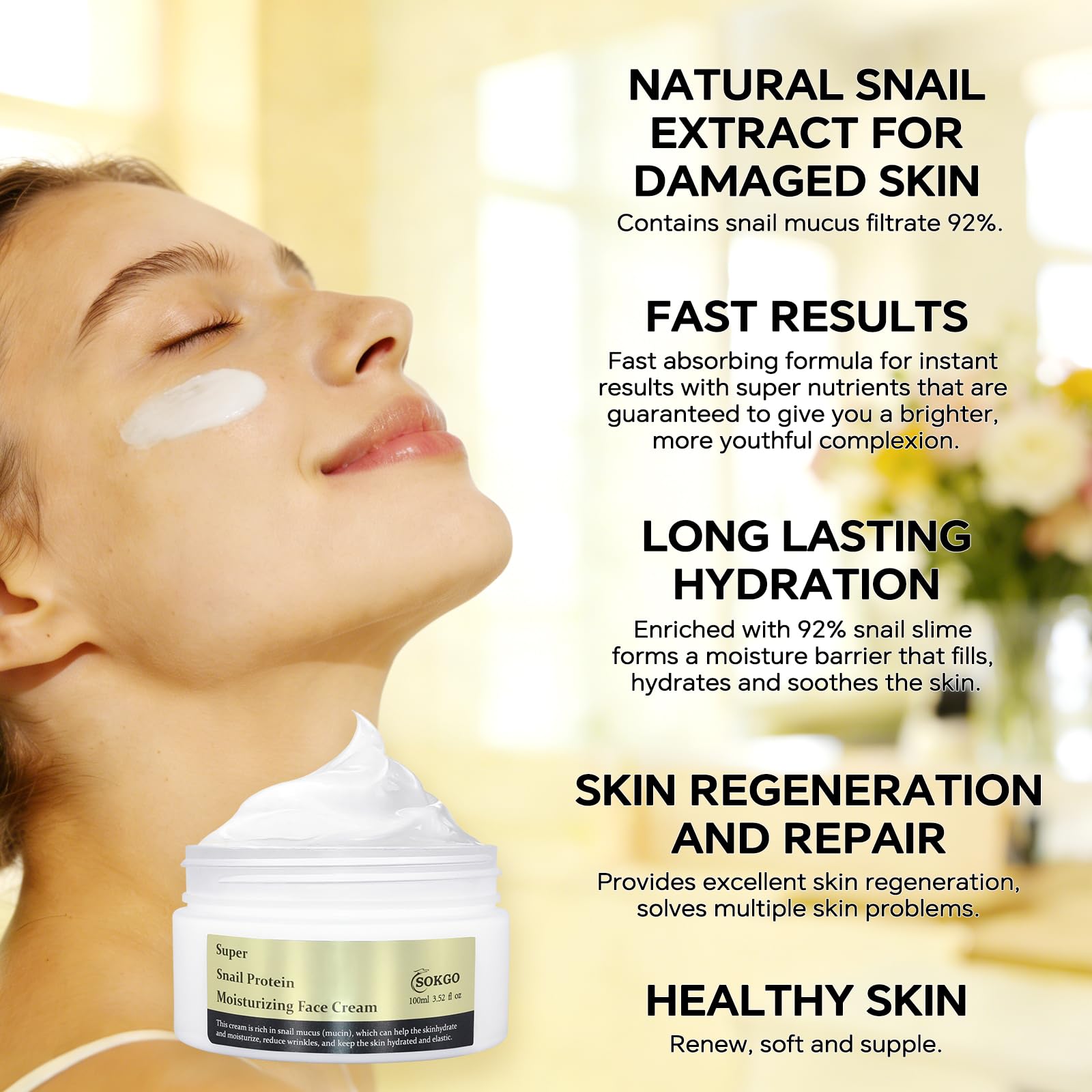 Sokgo Snail Mucin Cream used under makeup for smooth wear