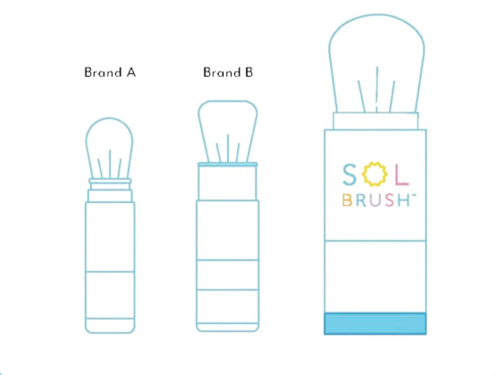 Sol Brush Minis travel-friendly compact design for on-the-go sun care.