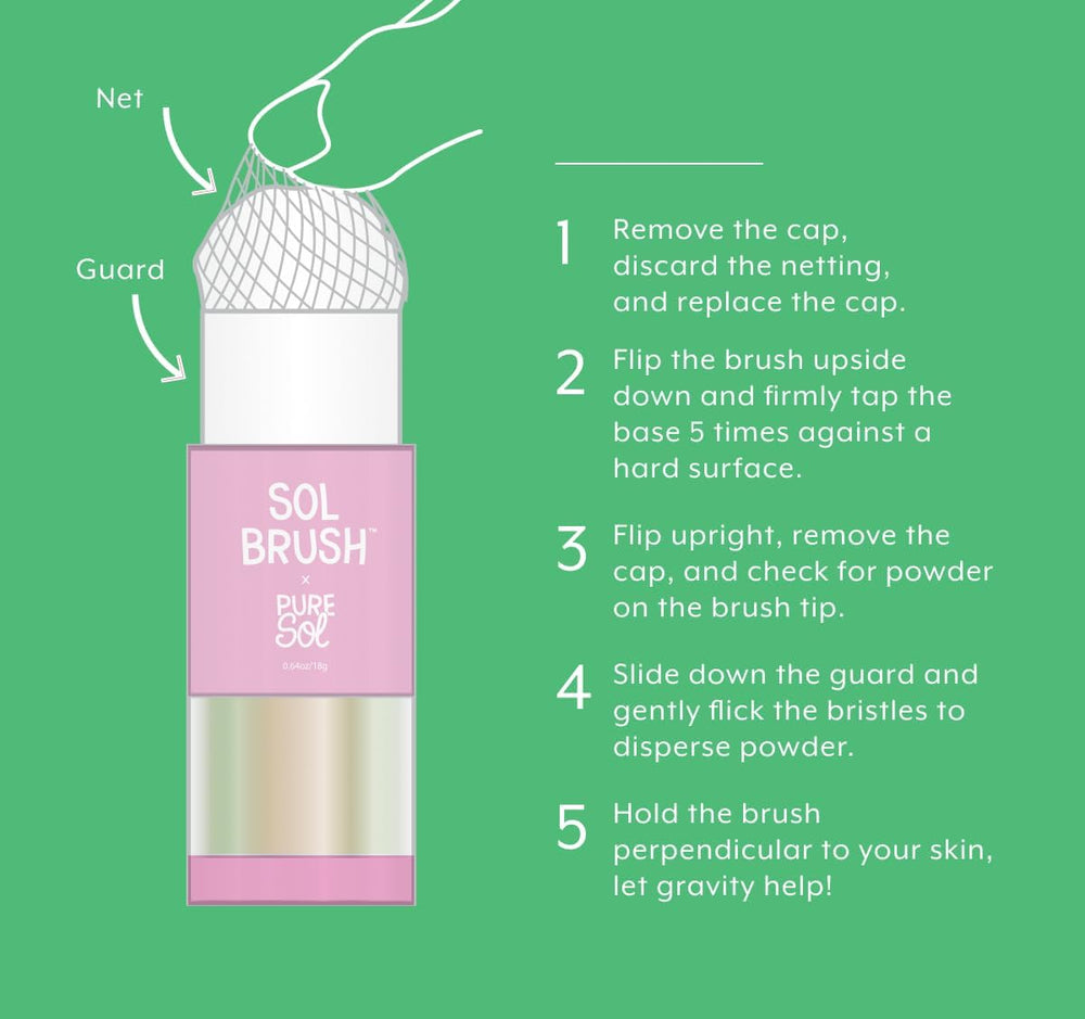 Sol Brush Minis ultra-soft brush delivers even coverage with ease.