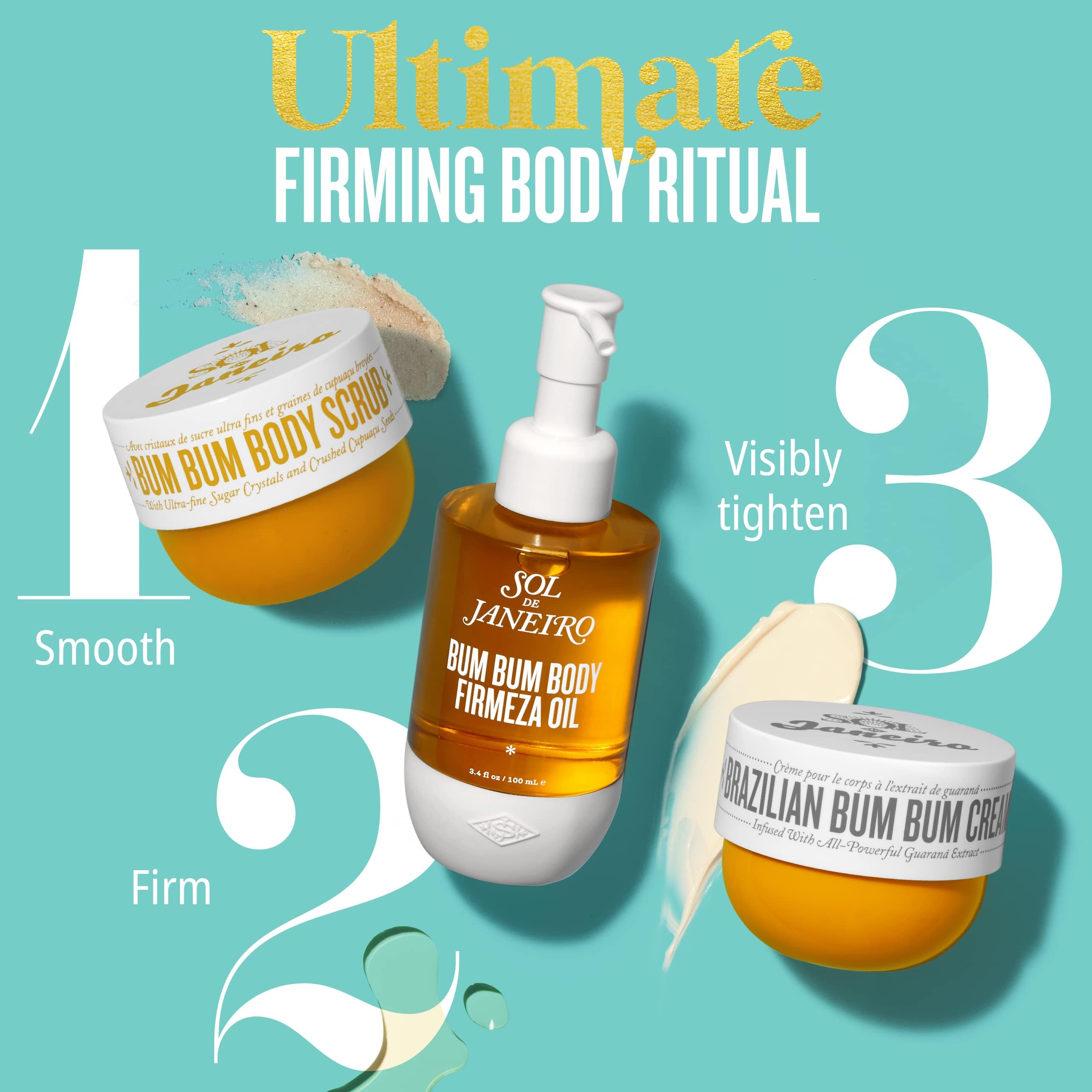 Sol de Janeiro Bum Bum Scrub tub close-up highlighting exfoliation for soft skin.