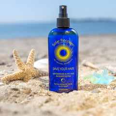 Solar Recover Save Your Skin spray bottle closeup, lightweight hydration for dry skin relief.