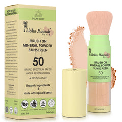 Solar Swipe Aloha Minerals Block brush-on application for quick, mess-free sun protection.
