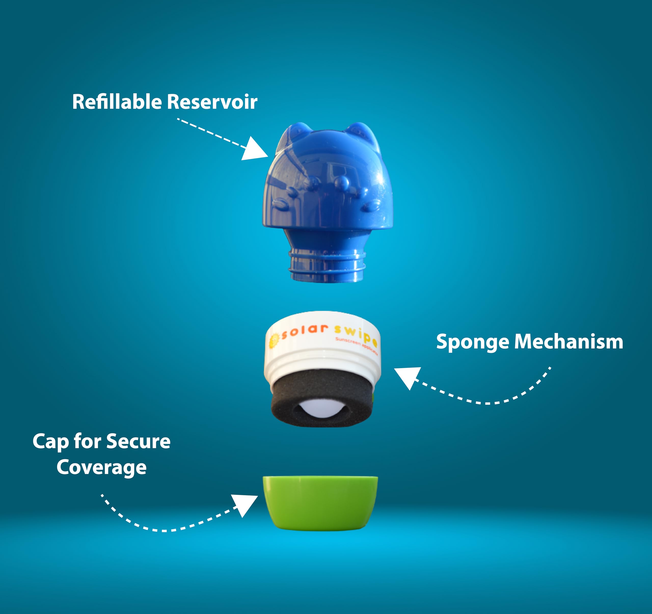 Solar Swipe elliptical shape enables precise, controlled application.