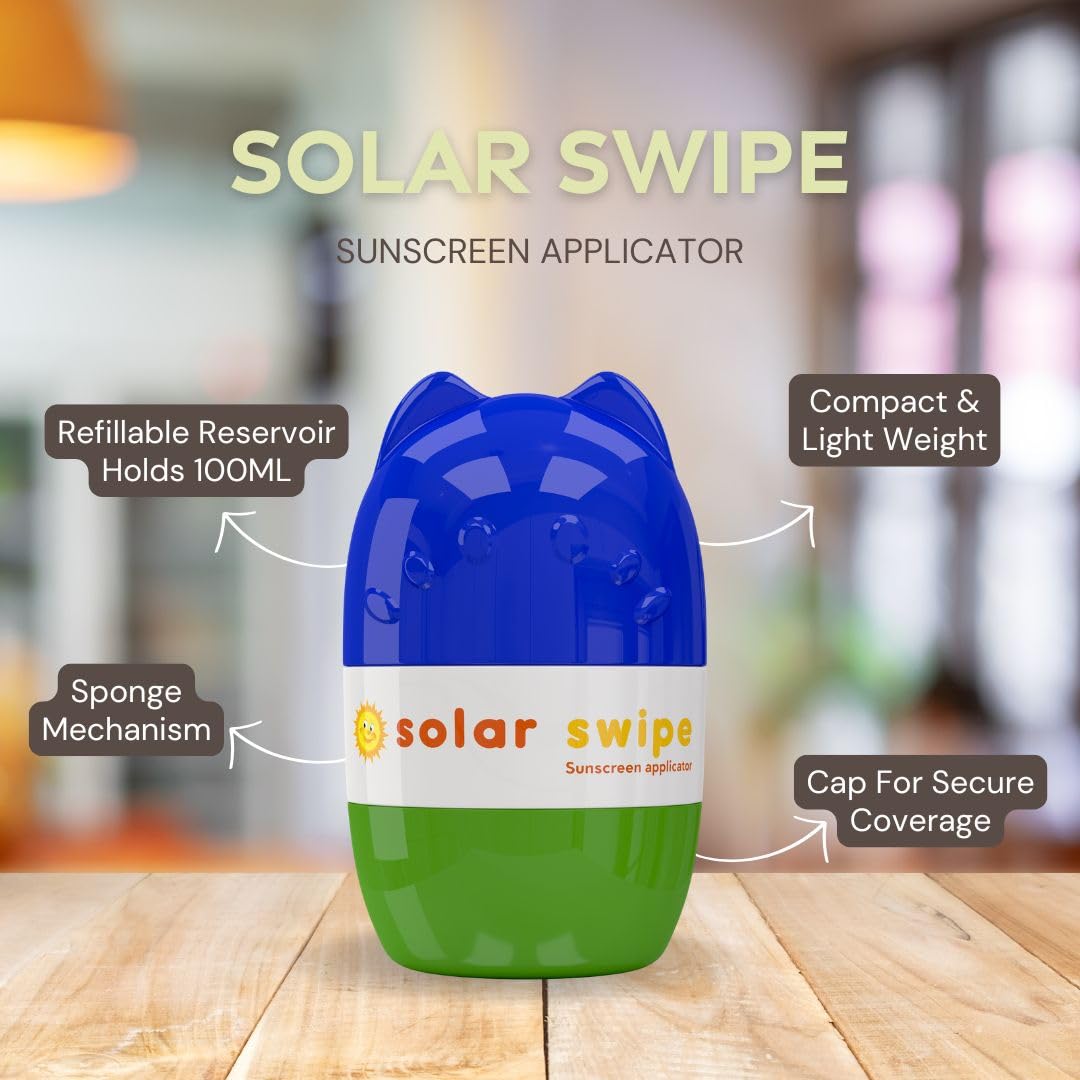 Solar Swipe rollerball sponge for smooth, even sunscreen distribution.