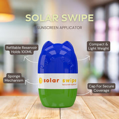Solar Swipe rollerball sponge for smooth, even sunscreen distribution.