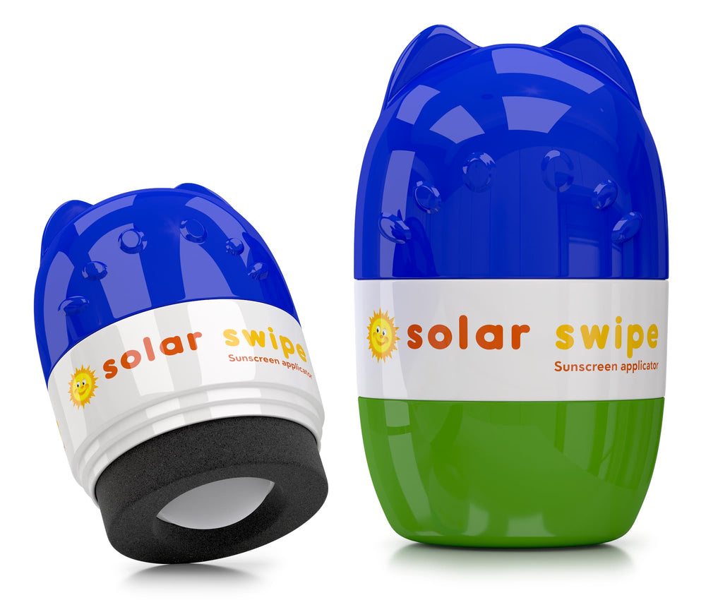 Solar Swipe sunscreen applicator in a compact on-the-go design.