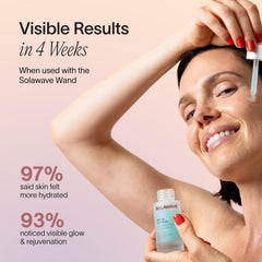 Solawave Renew Complex serum texture applied to forearm for quick hydration test.