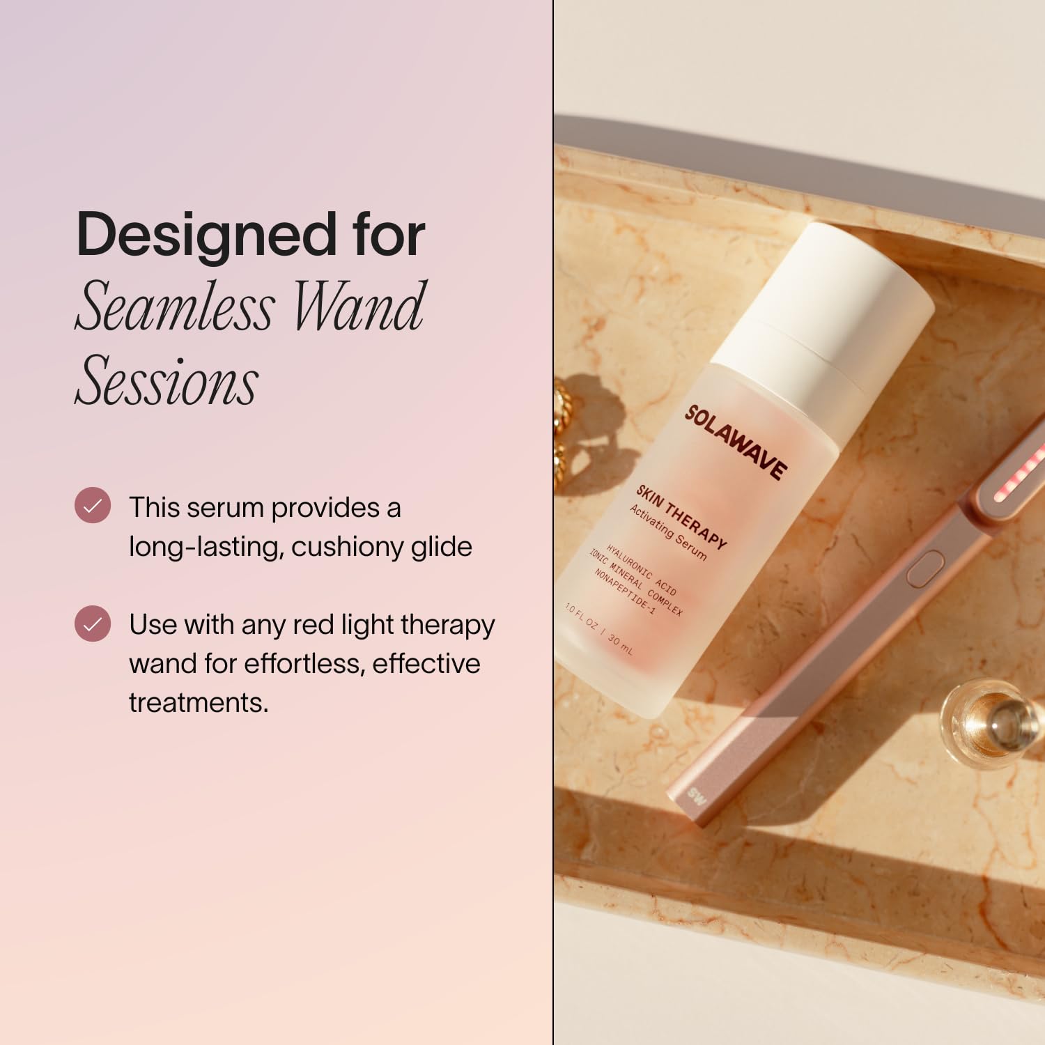 Smooth glide of Solawave wand with activating serum formula