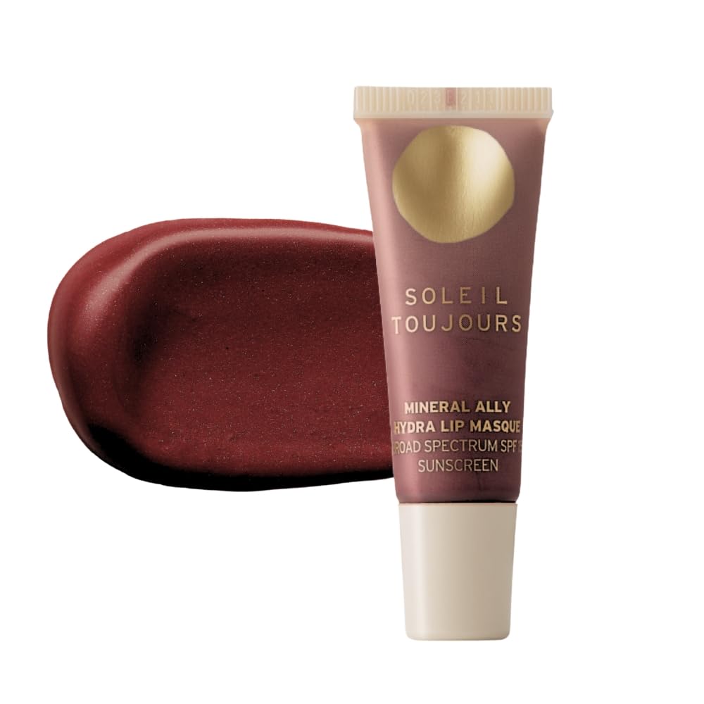Soleil Toujours EcoSun Lip Mask packaging highlights mineral SPF protection for lips.