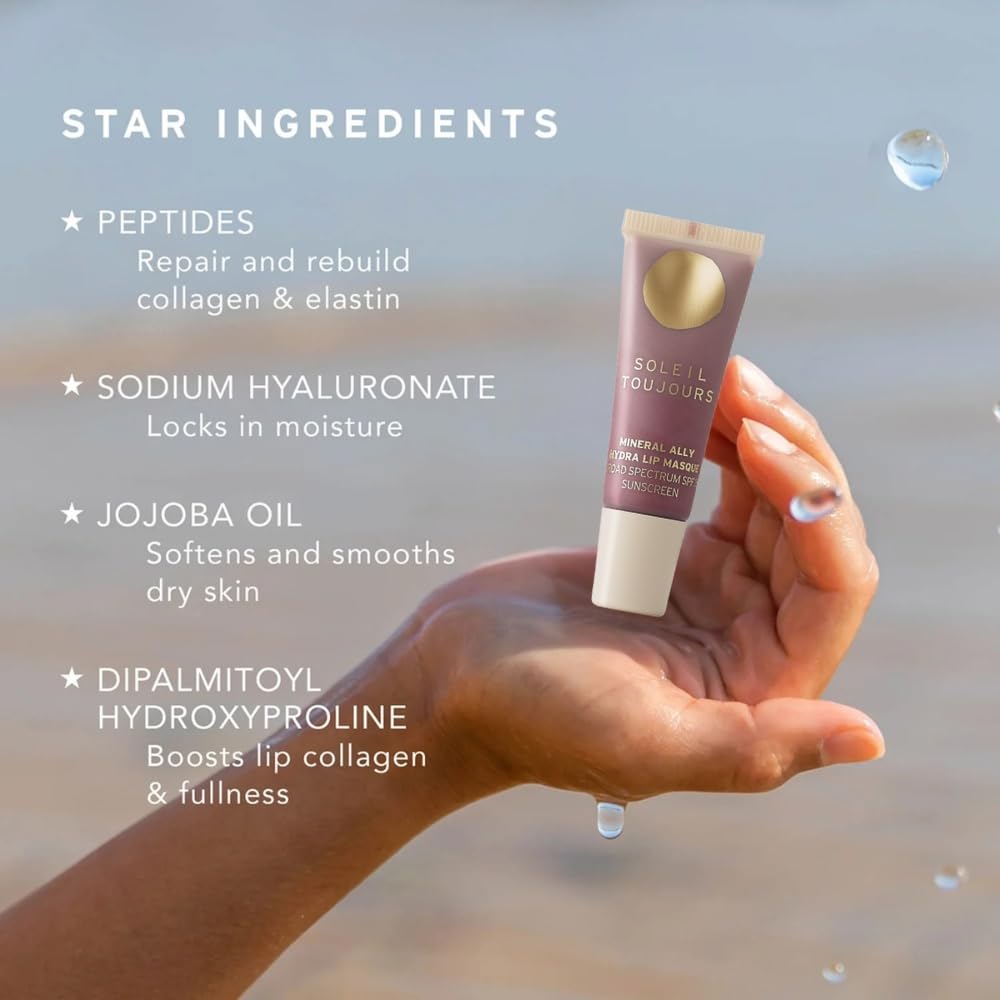 Soleil Toujours EcoSun Lip Mask texture close-up reveals rich hydration.