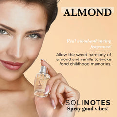 Solinotes Almond perfume dram bottle suggests travel-friendly luxury for on-the-go fragrance.