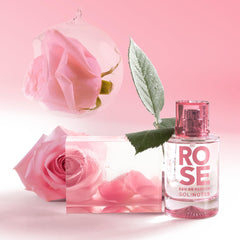 Solinotes Rose notes bergamot lychee bottle label close-up.