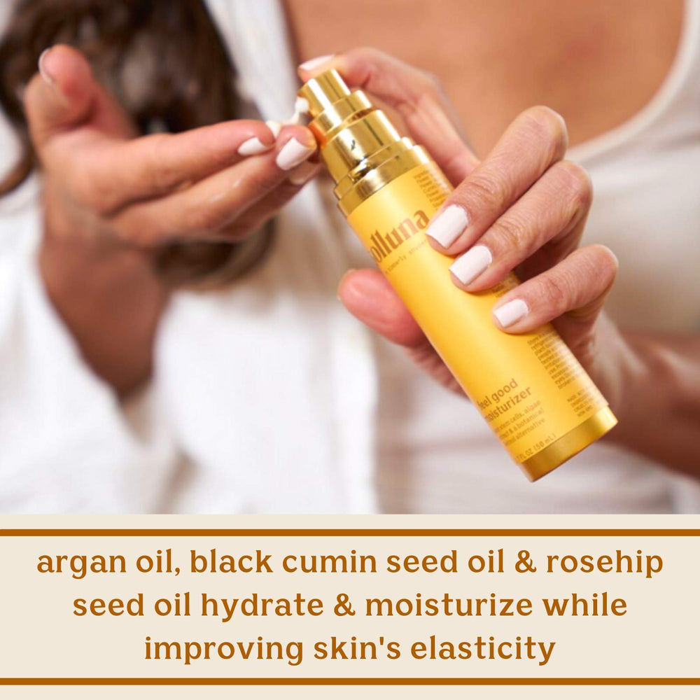 Solluna Hydrating Anti-Aging Moisturizer pump-dispense demonstrates easy, controlled daily use.