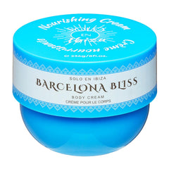 Solo en Ibiza Barcelona Bliss Body Cream in blue packaging for deep hydration without greasiness