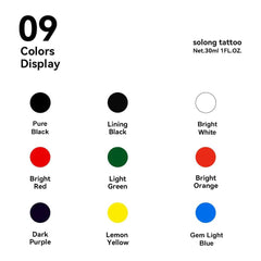 Solong Tattoo ink bottles labeled shake before use for smooth application.
