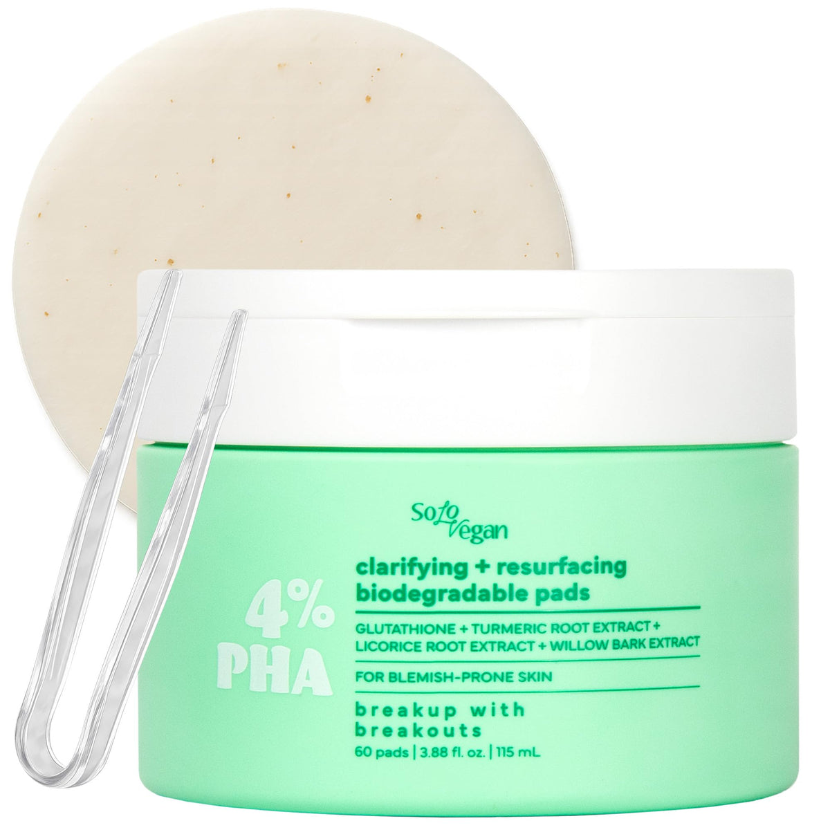 SoloVegan 4% PHA Toner Pads packaging for easy routine