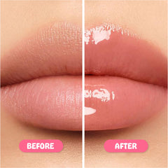 Guava lip butter texture swatch showing subtle pink tint and hydration.