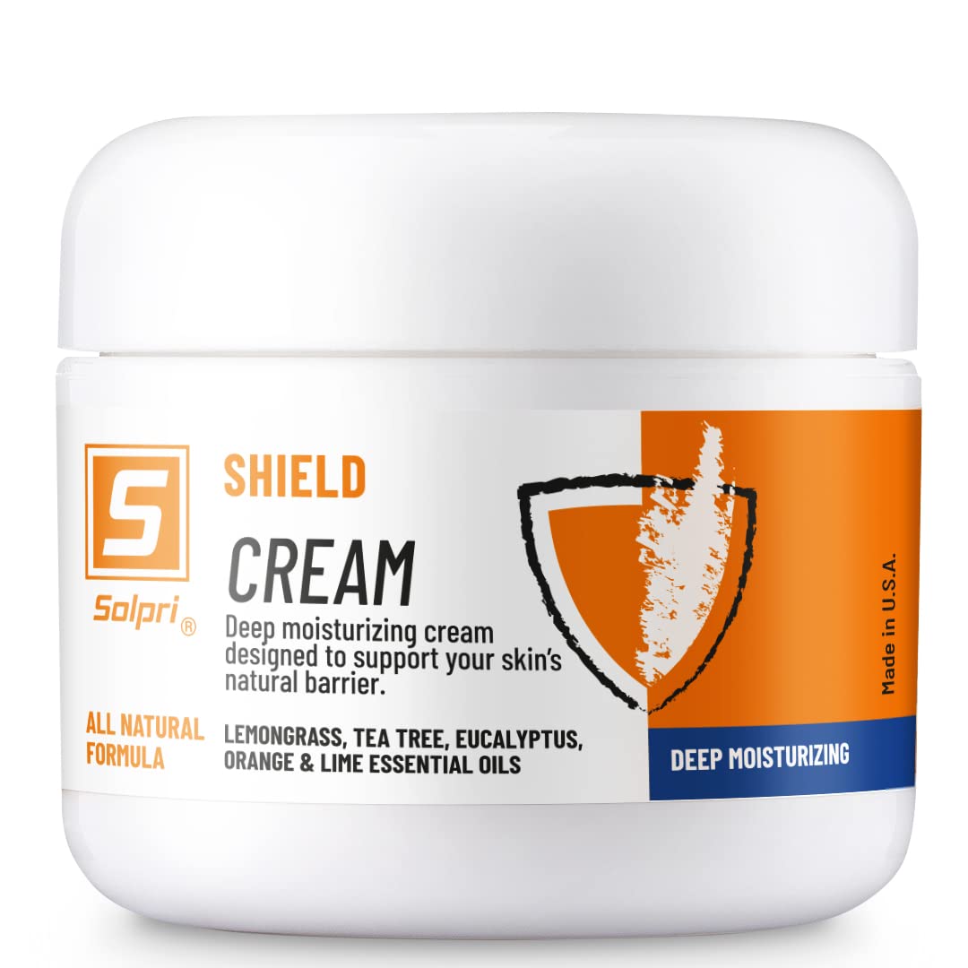 Solpri Shield foot cream bottle close-up showing lasting post-workout moisture