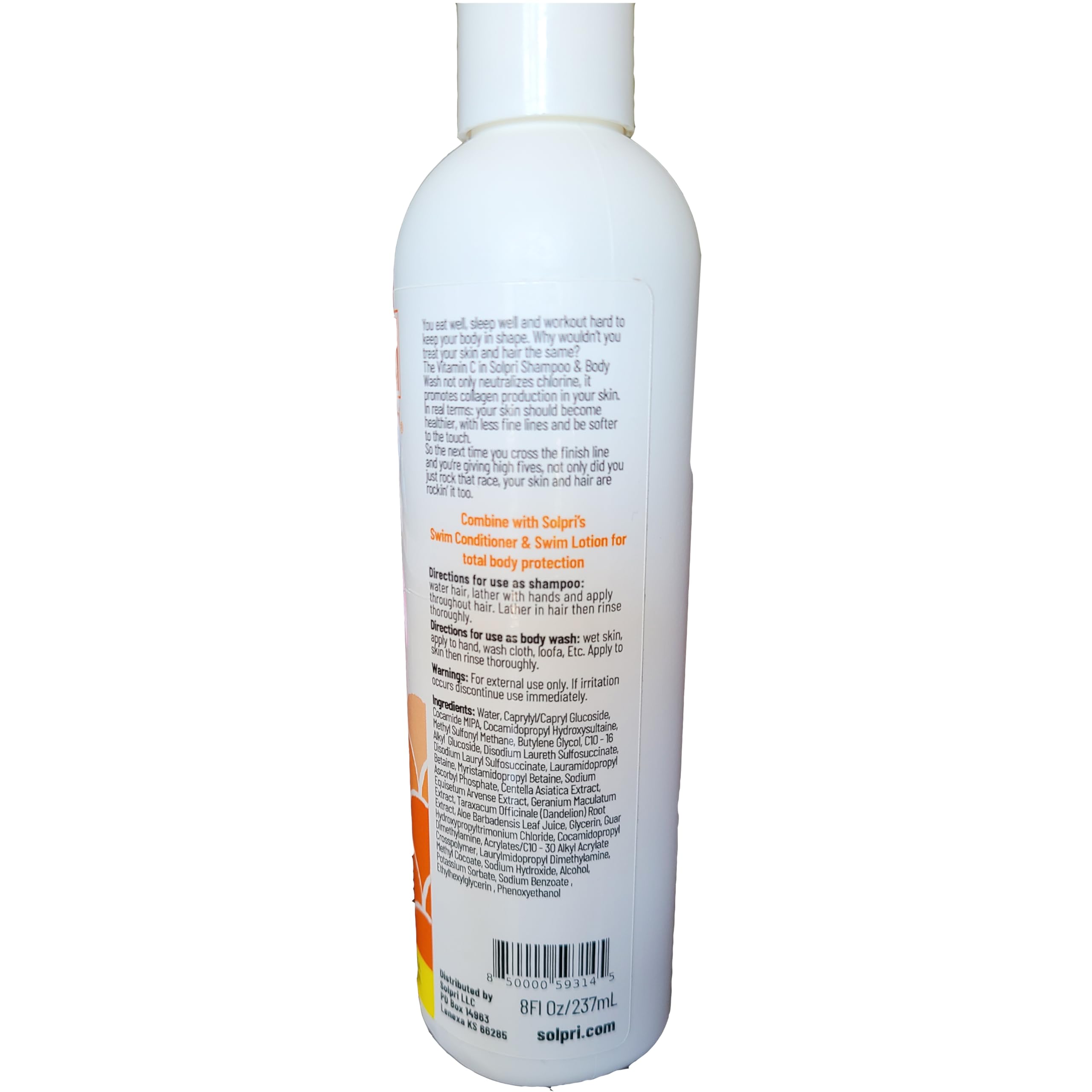 Solpri Swimmers Shampoo paired with conditioner promotes complete after-swim care