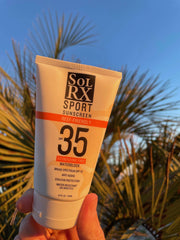 Reef-friendly logo on SolRX SPORT SPF 35 packaging