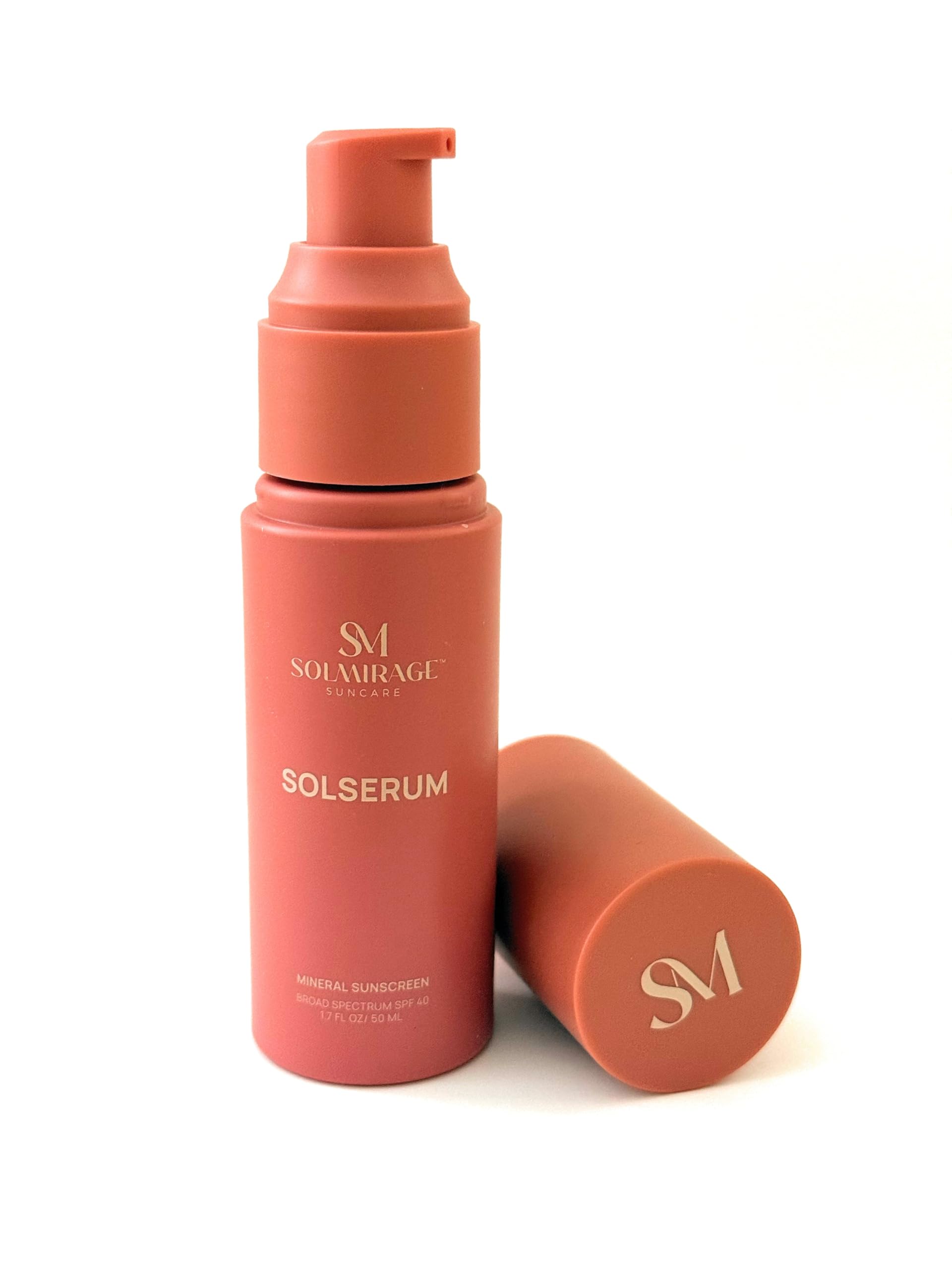 Solserum mineral sunscreen bottle showing daily SPF 40 protection.