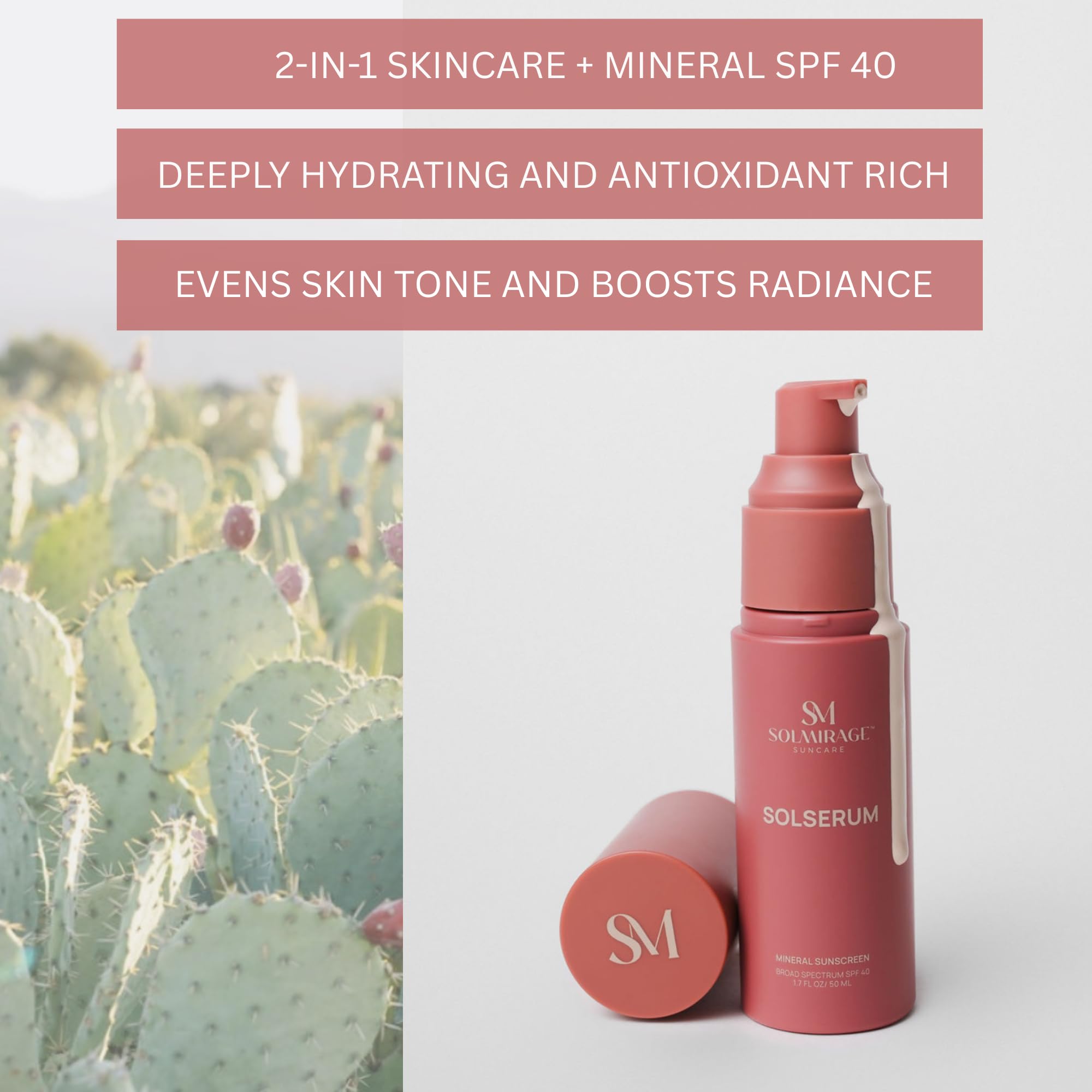 Solserum tint swatch demonstrates natural sheer finish on skin.