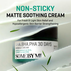 SOME BY MI Miracle Cream jar closeup highlighting soothing texture and calming ingredients.