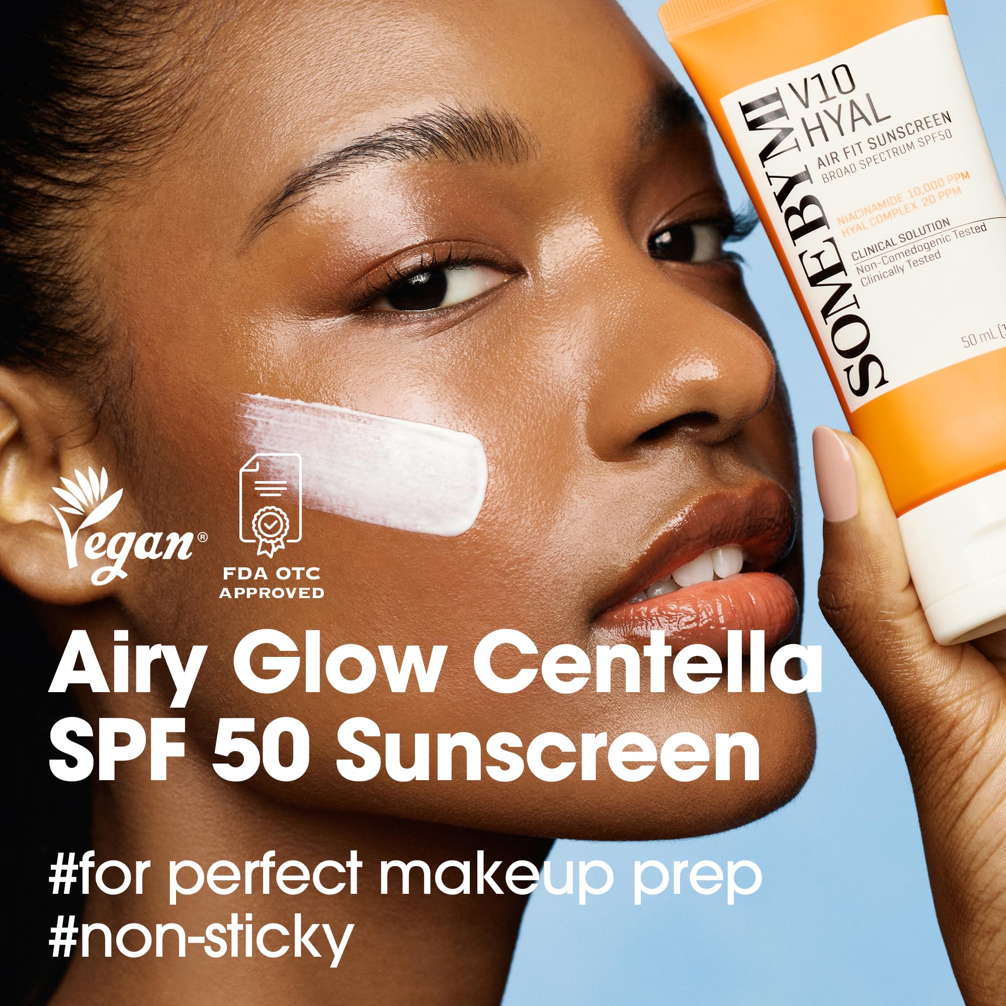 Compact packaging of SOME BY MI V10 sunscreen for on-the-go care
