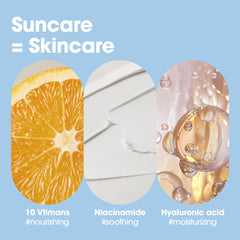 SPF 50 label on SOME BY MI V10 sunscreen highlighting broad protection
