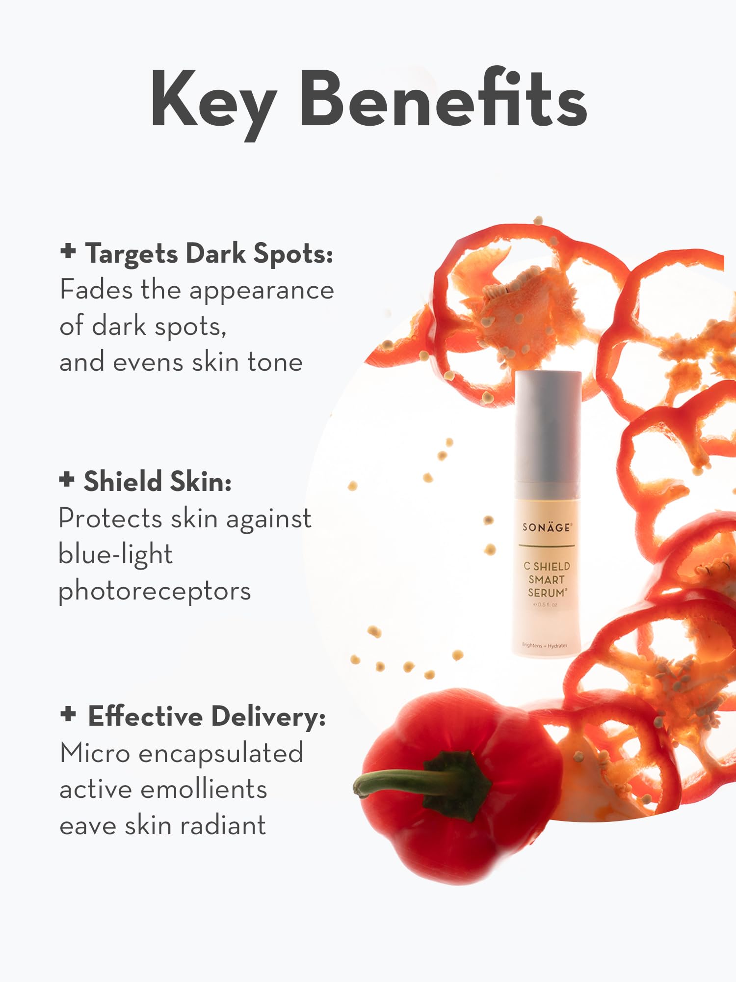 SONAGE C Shield Smart Serum box packaging with branding and citrus vibe