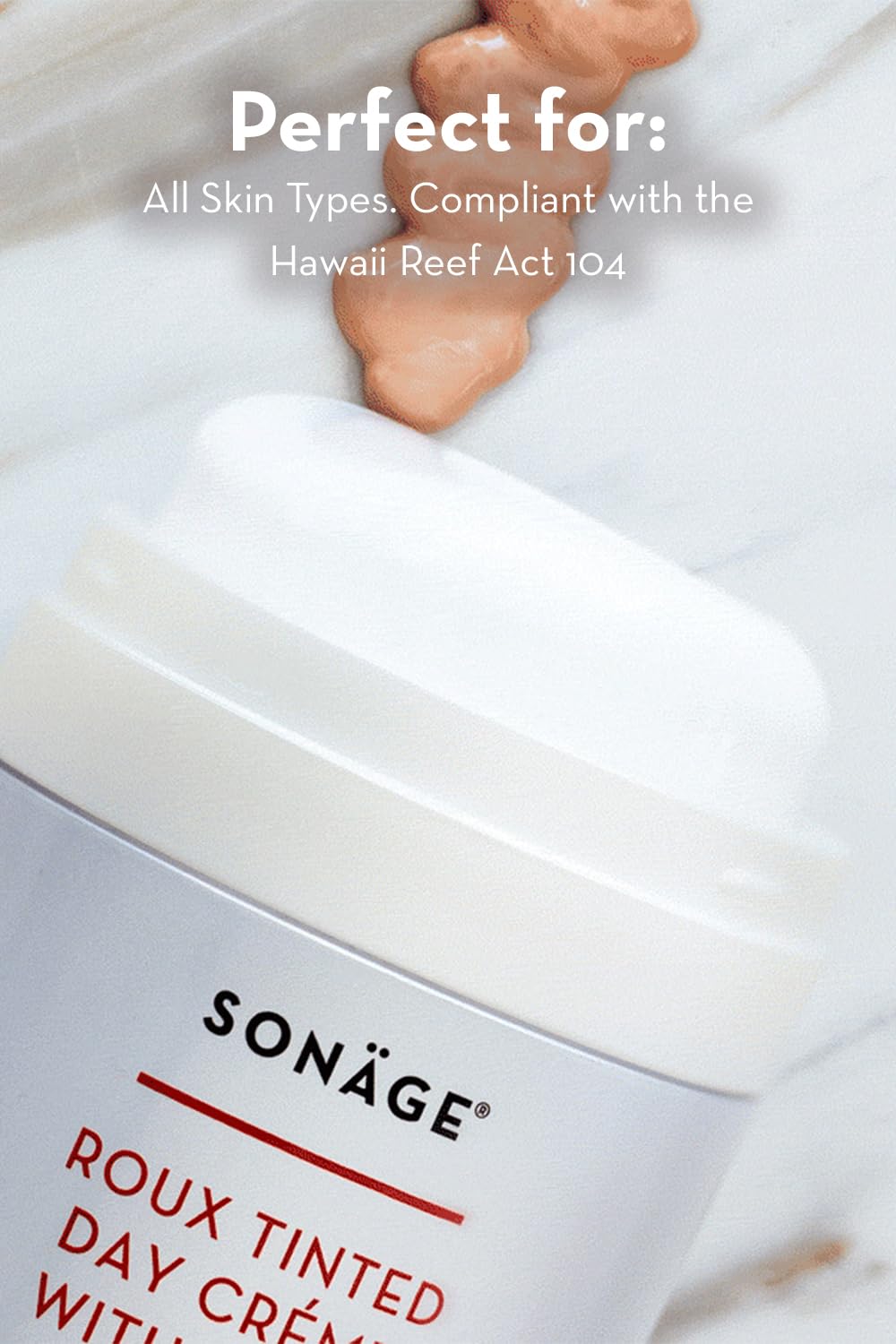 Packaging image of Sonage Roux tinted moisturizer with reef-safe mineral formula.