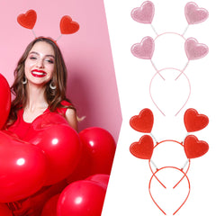 Sonarun heart-shaped headband glitter detail red, eye-catching accessory.