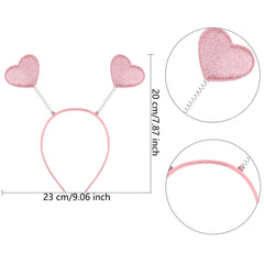 Sonarun Valentine heart-shaped sequin headband pink close-up for party outfits.