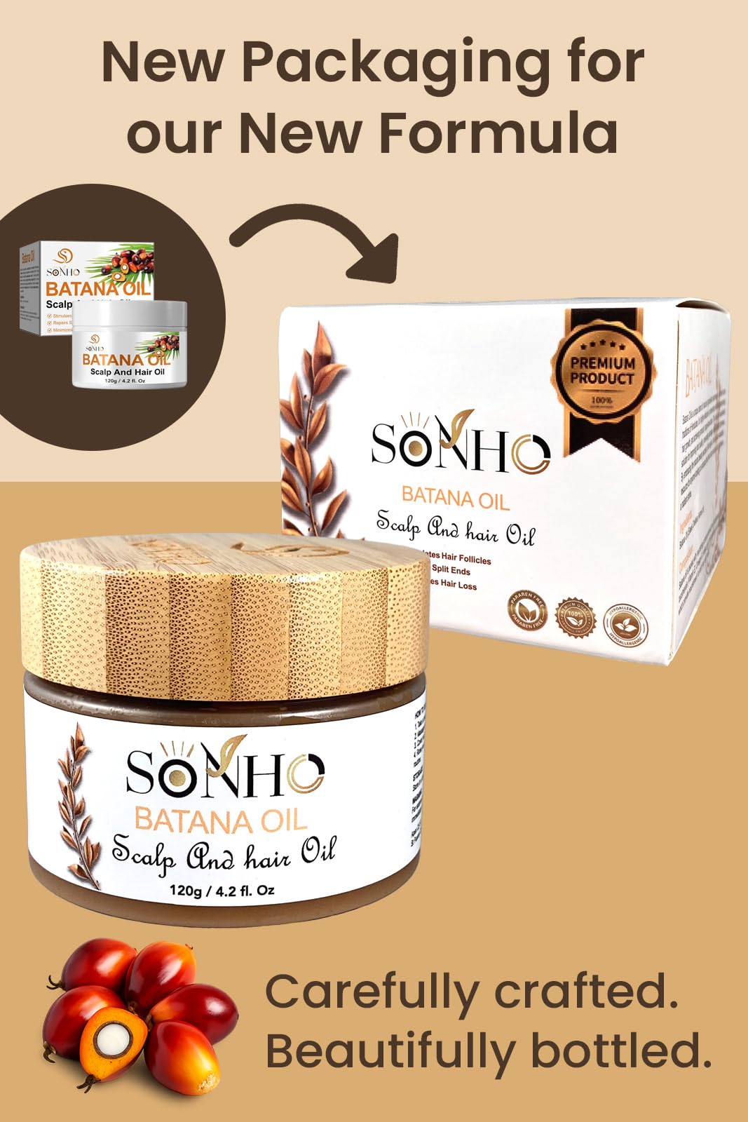 SONHO Batana Oil promotes smoother, stronger-looking strands.