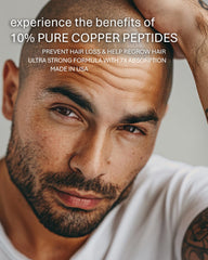 Sonora copper peptides 10% serum label highlights high potency for thicker hair.