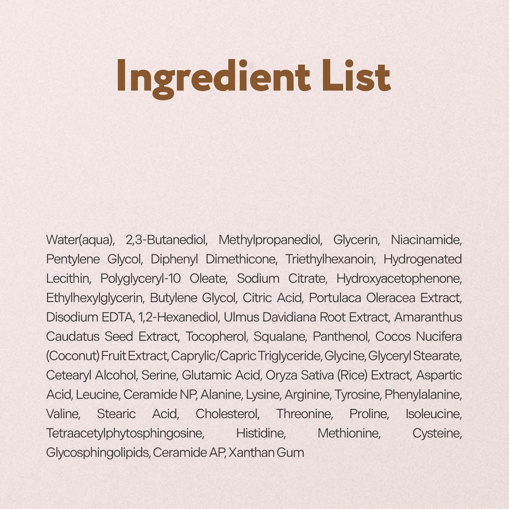 Ingredients panel features panthenol and rice extract for conditioning.