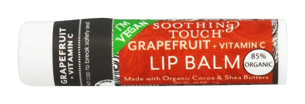 Soothing Touch grapefruit lip balm tube for on-the-go lip care.