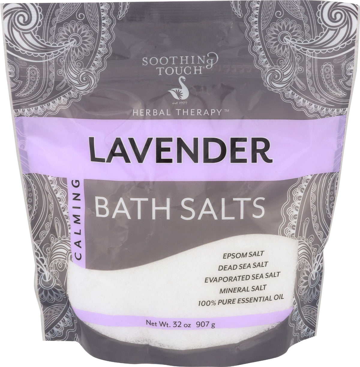 Soothing Touch Lavender Bath Salts Pouch shown for a relaxing aroma.