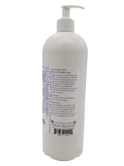 Soothing Touch Lavender Lace bottle closeup showing lavender-scented, soothing lather.