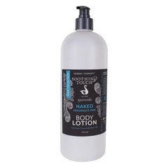 Soothing Touch Naked Lotion bottle shows fragrance-free formula for sensitive skin hydration