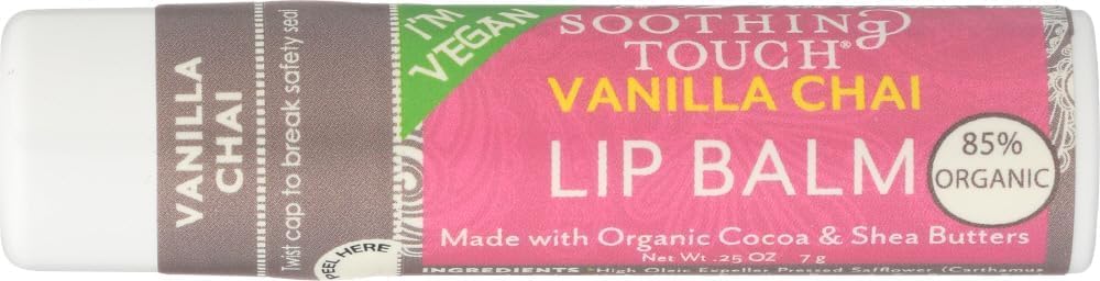 Soothing Touch Vanilla Chai lip balm pack highlights value and purse-friendly convenience.
